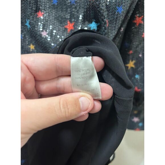 Olivia Rubin Melissa Mini Dress Sequin Star Print NYE Holiday 0 Black Multicolor - Picture 4 of 5